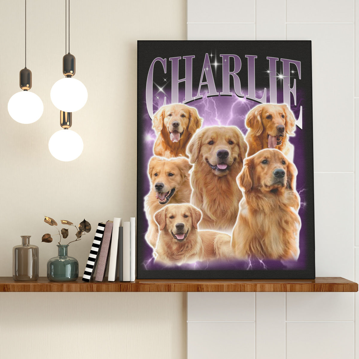 Personalized Pet Dog Cat Vintage Photo And Name Printed Canvas