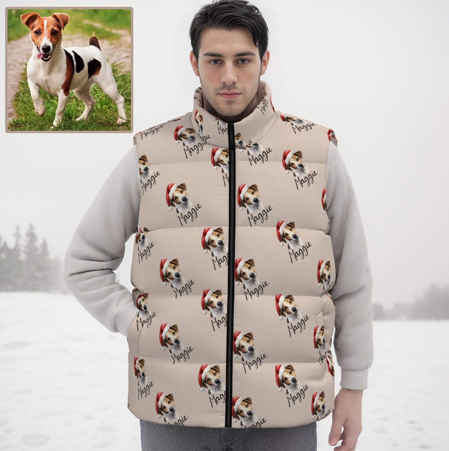 Personalized Pet Dog Cat Photo And Name Unisex Down Vest