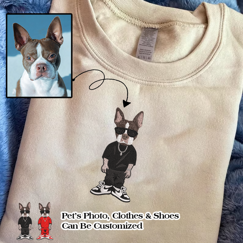 Personalized Embroidered Pet Dog Cat Full Body Hoodie Sweatshirt T-Shi ...