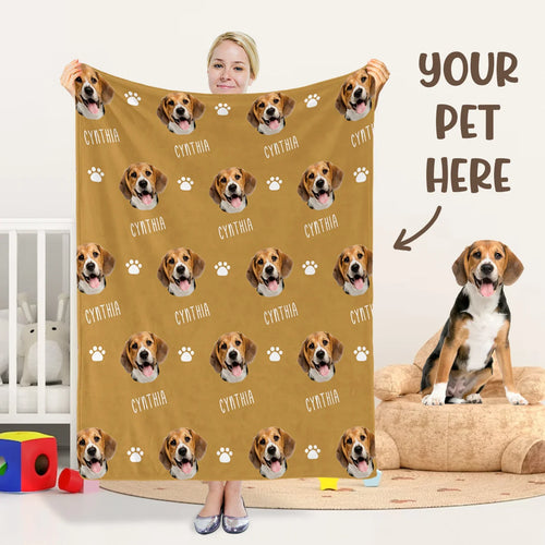 Personalized Pet Dog Cat Photo And Name Custom Soft Blanket
