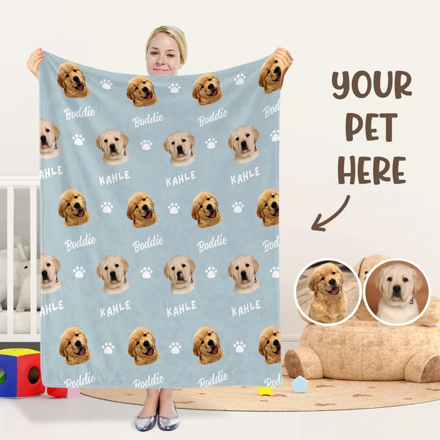 Personalized Pet Dog Cat Photo And Name Custom Soft Blanket