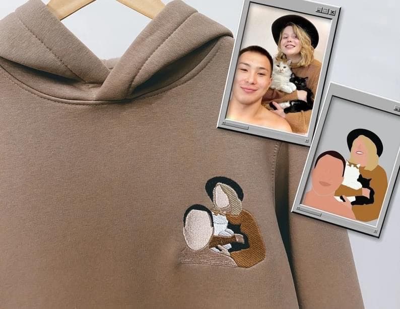 Custom Embroidered Family Couple Friend Single Portrait from Photo