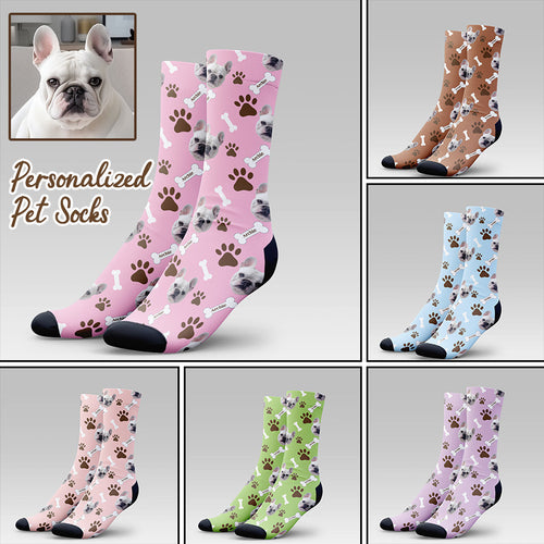 Personalized Pet Photo And Name Socks