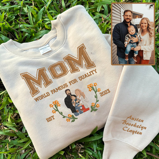 Embroidered Family Photo Custom Text Hoodie Sweatshirt T-Shirt