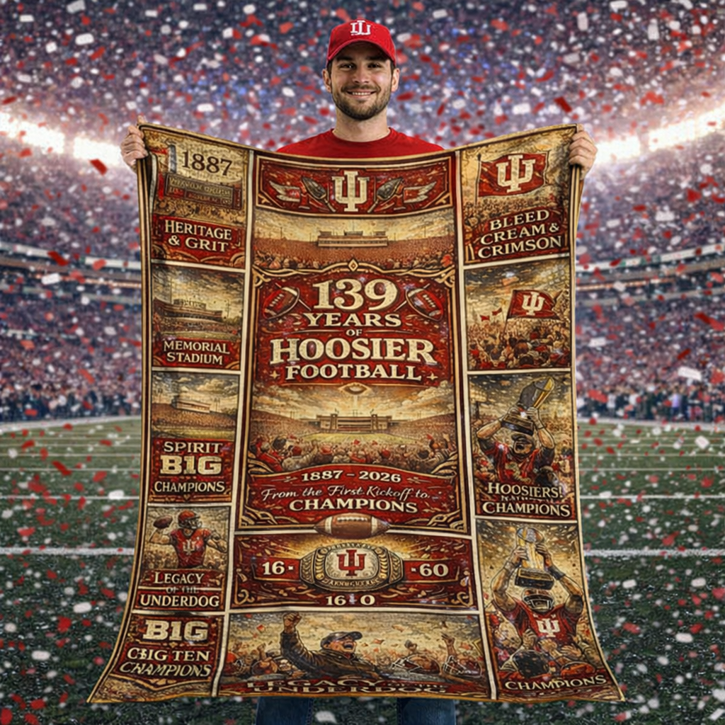 Indiana Hoosier Football 139 Years Anniversary Vintage Art Blanket