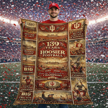 Indiana Hoosier Football 139 Years Anniversary Vintage Art Blanket