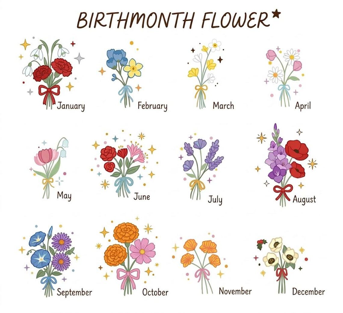 Embroidered Custom Birth Month Flower Tote Bag - Vintage Striped Beach Tote
