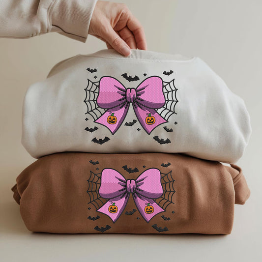 Halloween Personalized Embroidered Spooky Bow Hoodie Sweatshirt T-Shirt
