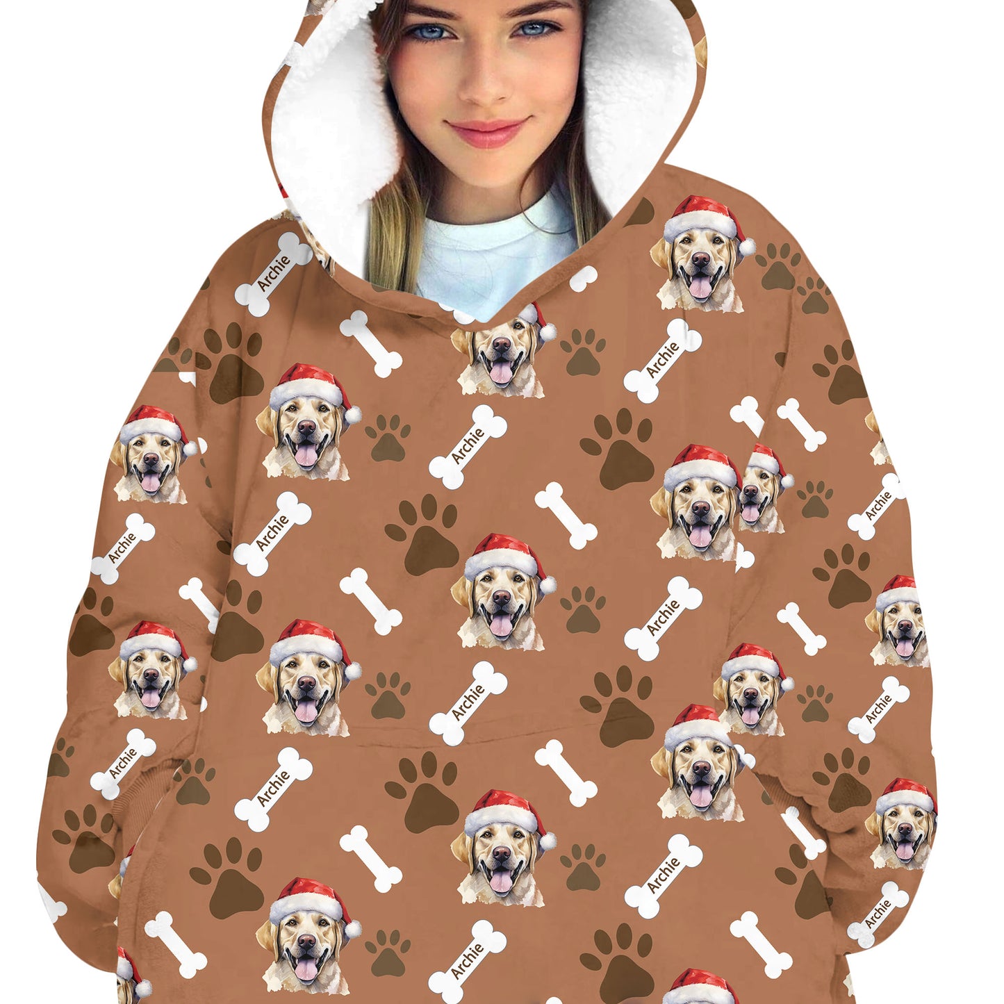 Personalized Pet Christmas Oodie Blanket Hoodie