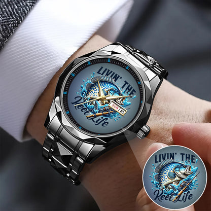 Fishing Personalized Living The Reel Live Quartz Watch Father's Day Gift For Him