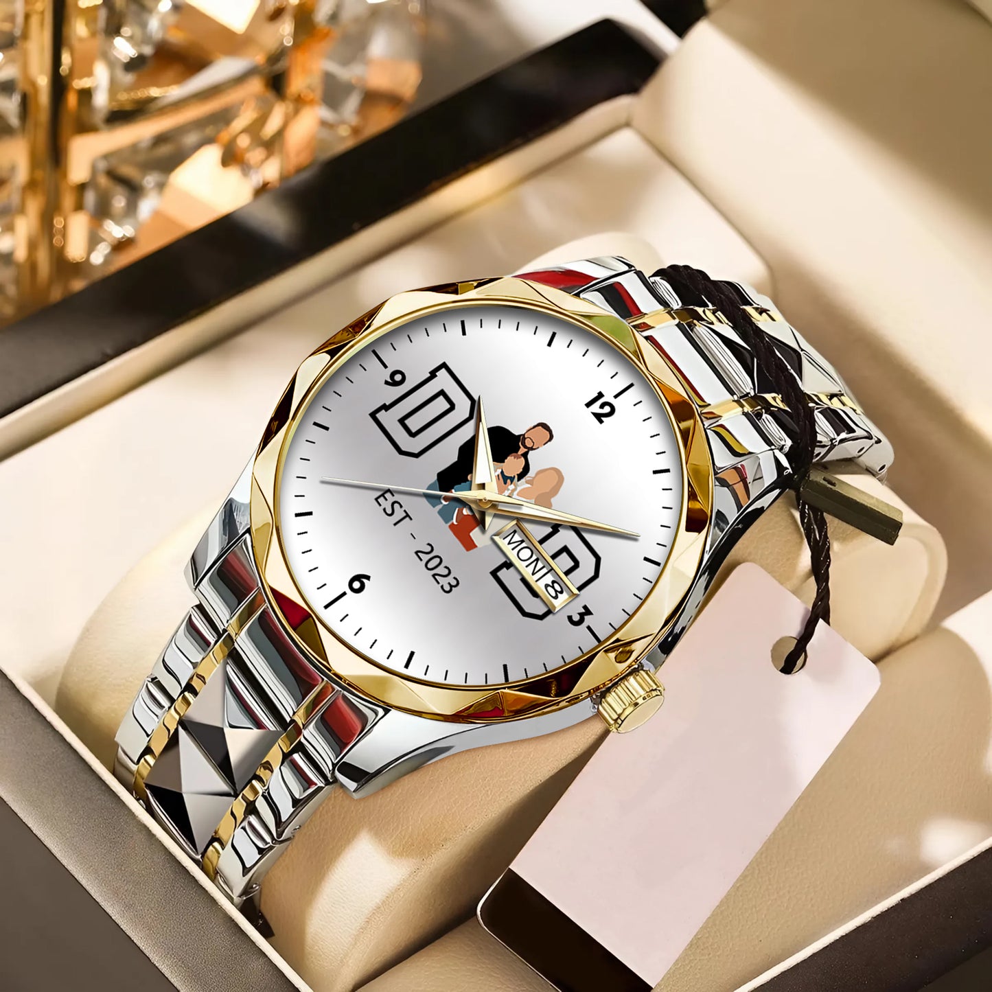 Father's Day Gift For Dad Personalized Alloy Dad Quartz Watch with Family Photos