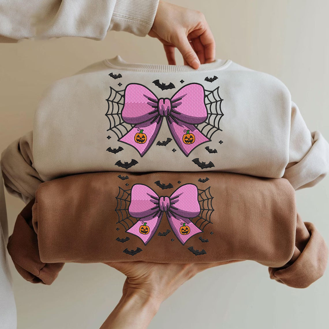 Halloween Personalized Embroidered Spooky Bow Hoodie Sweatshirt T-Shirt