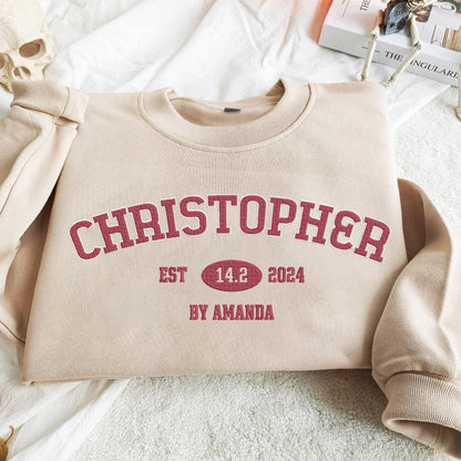 Valentine Embroidered Custom Name Hoodie Sweatshirt T-shirt