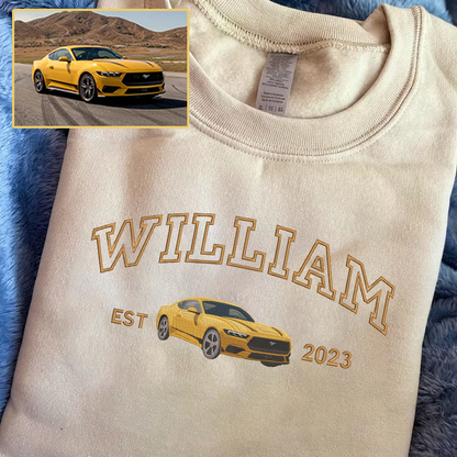 Personalized Embroidered Car Photo Hoodie Sweatshirt T-Shirt