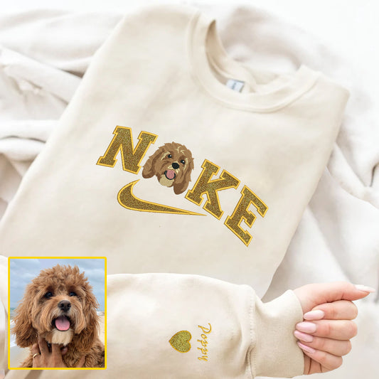 Personalized Embroidered Pet Dog Cat Photo Glitter Hoodie Sweatshirt T-Shirt