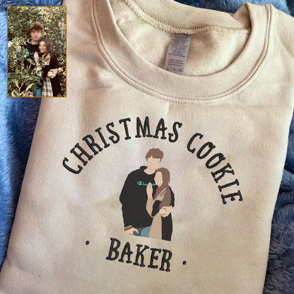 Personalized Embroidered Christmas Cookie Baker Custom Photo Hoodie Sweatshirt T-Shirt