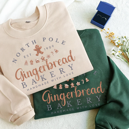 Personalized Embroidered Gingarbread Hoodie Sweatshirt T-Shirt