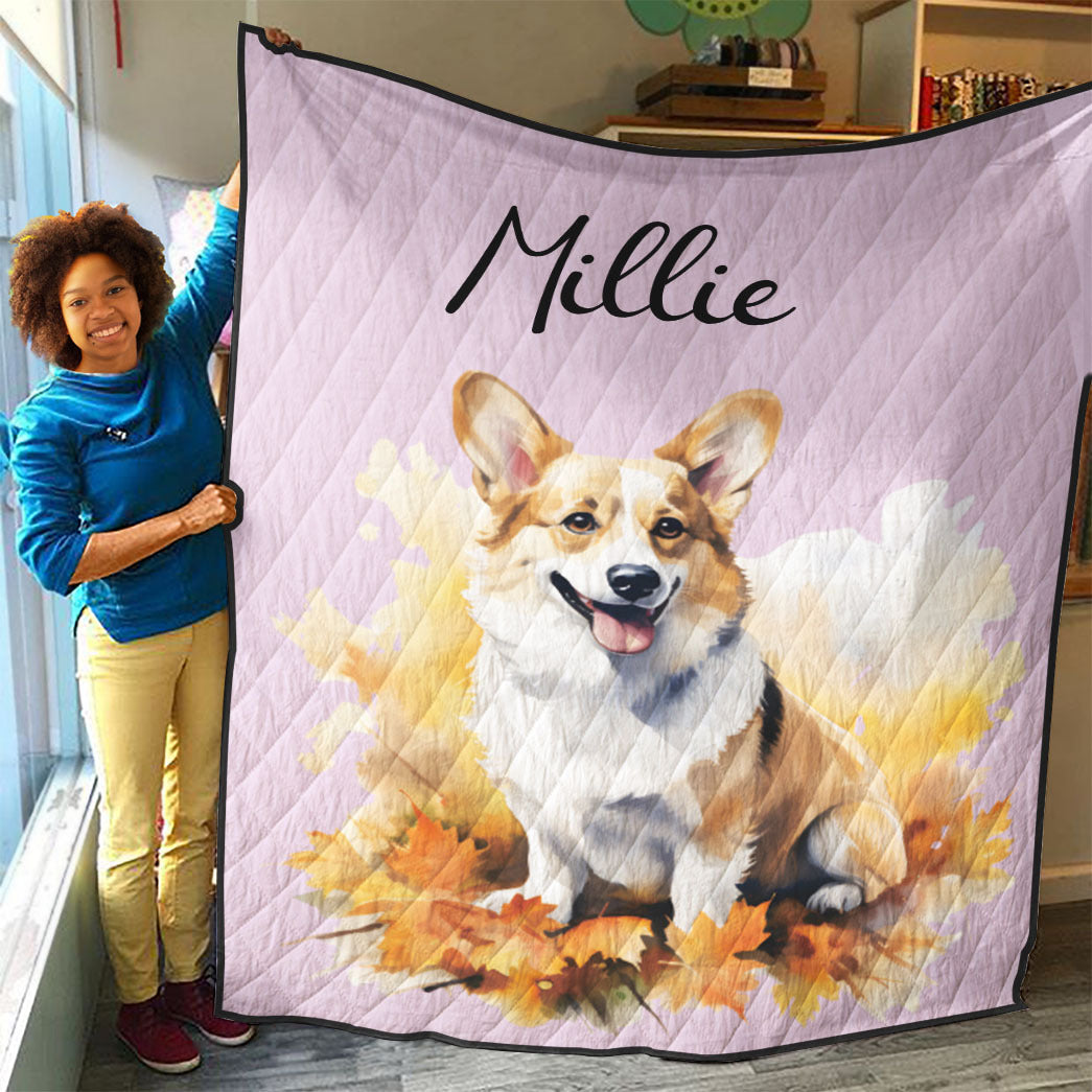 Personalized Pet Autumn Christmas Quilt