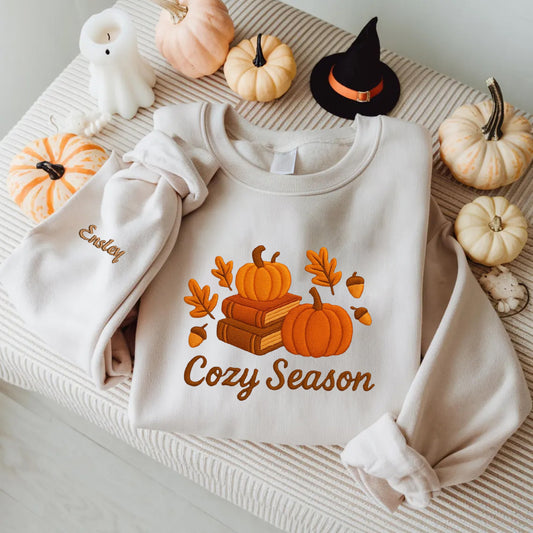 Halloween Personalized Embroidered Cozy Season Hoodie Sweatshirt T-Shirt