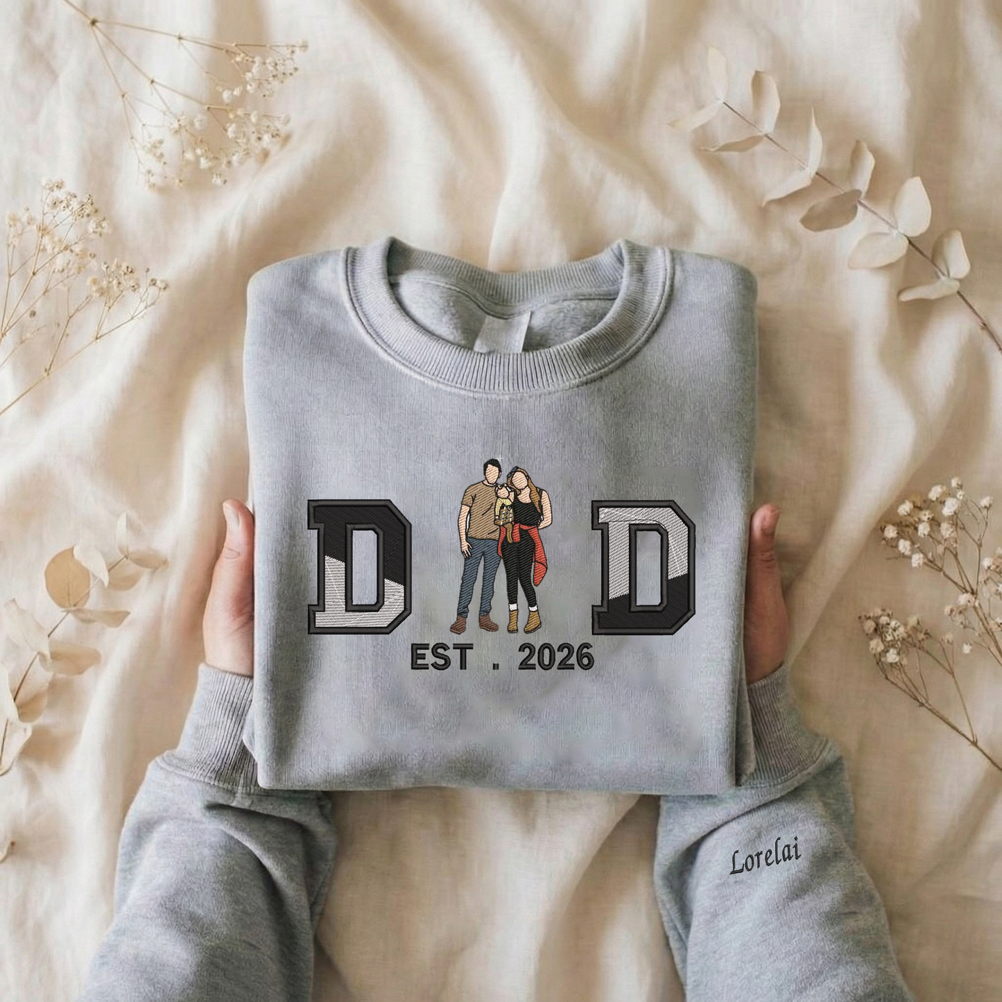 Personalized Embroidered Couple Family Photos Hoodie Sweatshirt T-Shirt Valentine Gift Mother's Day Gift, Father's Day Gift