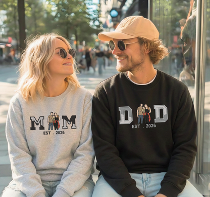 Personalized Embroidered Couple Family Photos Hoodie Sweatshirt T-Shirt Valentine Gift Mother's Day Gift, Father's Day Gift