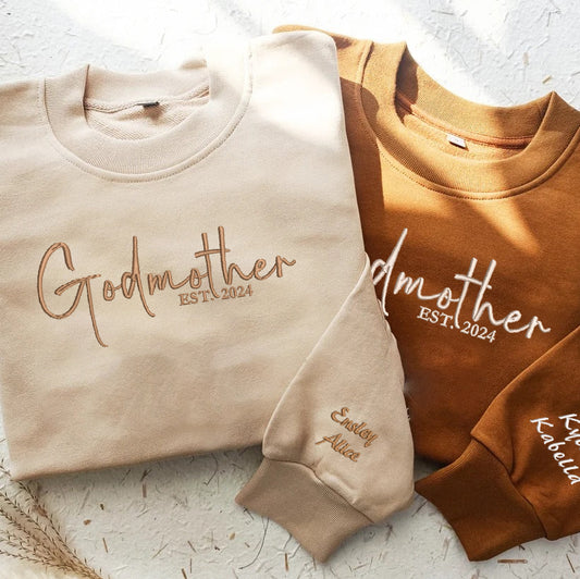 Personalized Embroidered Godmother Hoodie Sweatshirt T-Shirt