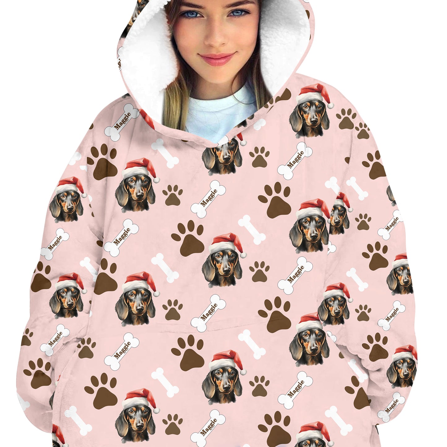 Personalized Pet Christmas Oodie Blanket Hoodie