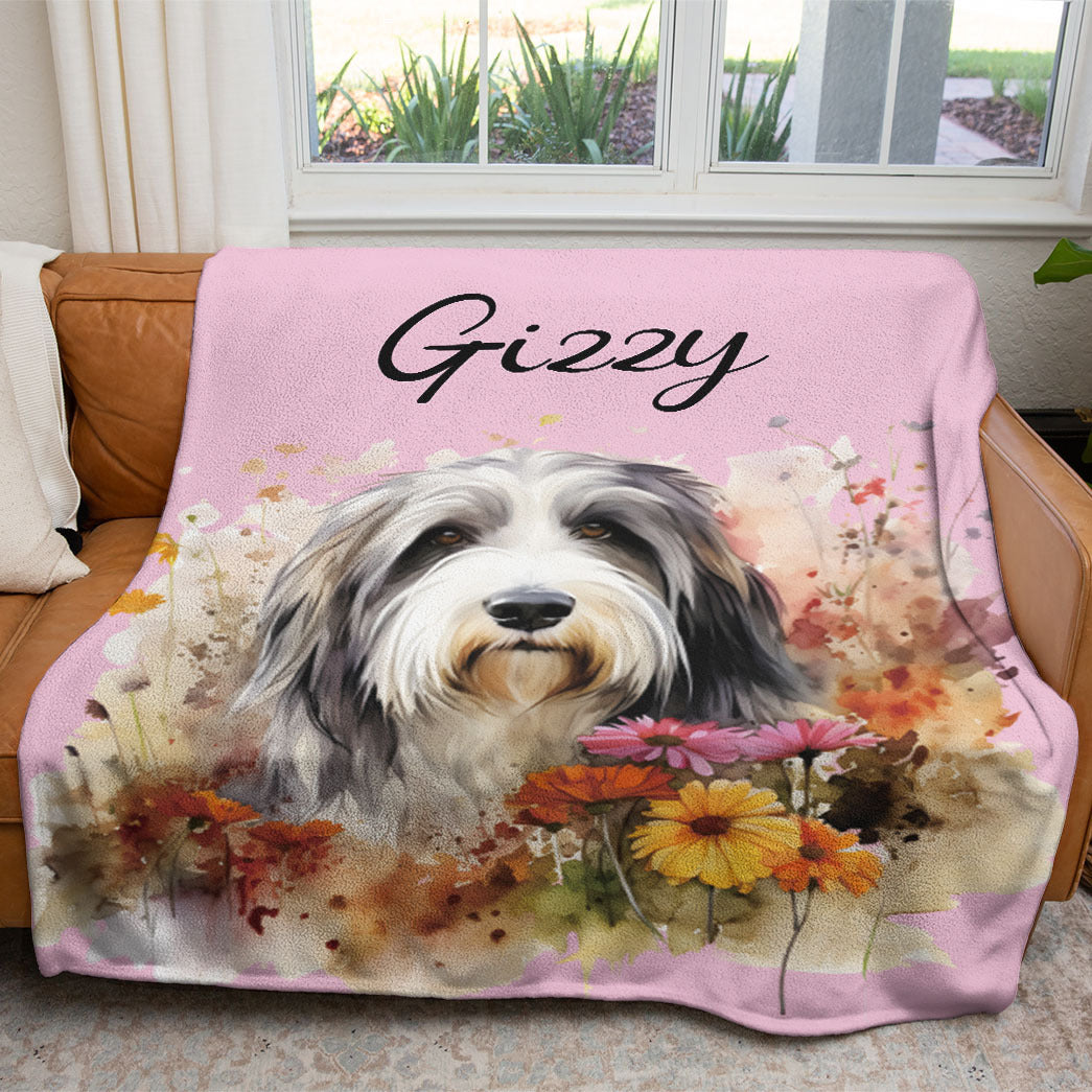 Personalized Pet Flower Christmas Soft Blanket