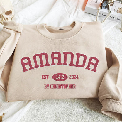 Valentine Embroidered Custom Name Hoodie Sweatshirt T-shirt