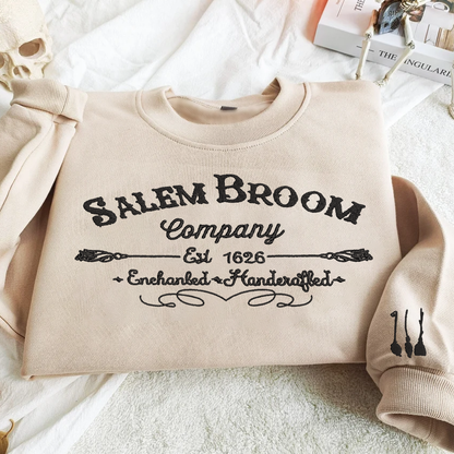 Personalized Embroidered Halloween SALEM BROOM Hoodie Sweatshirt T-Shirt