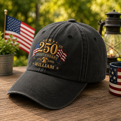 Personalized 250th Anniversary Patriotic Embroidered Dad Hat