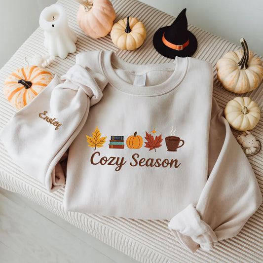 Halloween Personalized Embroidered Cozy Season Hoodie Sweatshirt T-Shirt