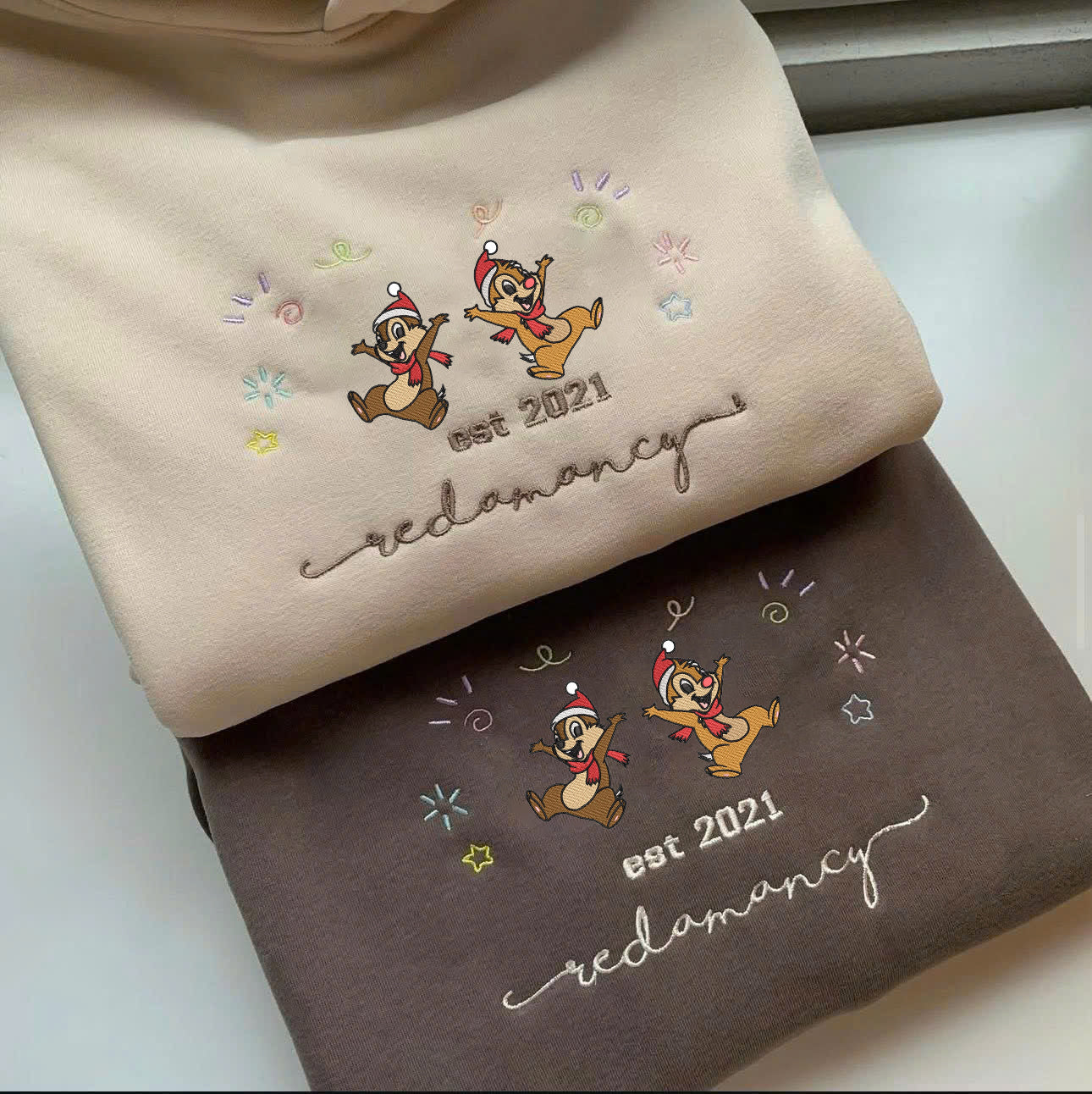 Valentine Personalized Embroidered Character Couple Photo Hoodie Sweatshirt T-Shirt