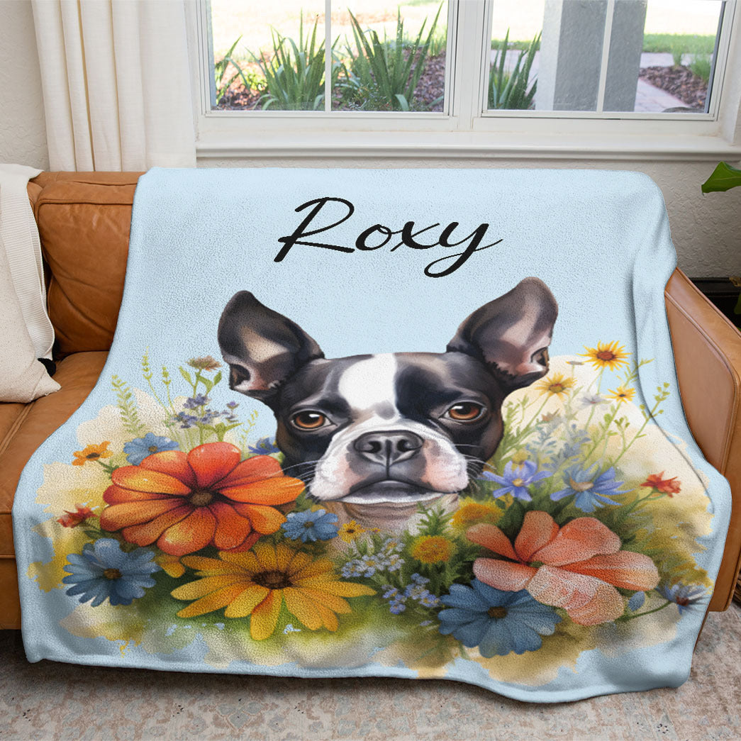 Personalized Pet Flower Christmas Soft Blanket