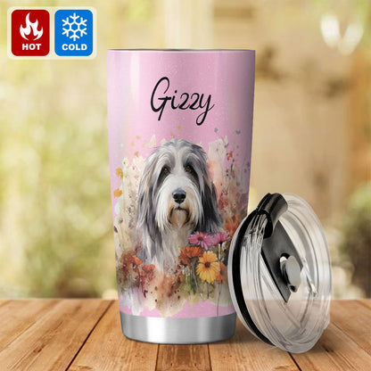 Personalized Pet Flower Christmas Tumbler