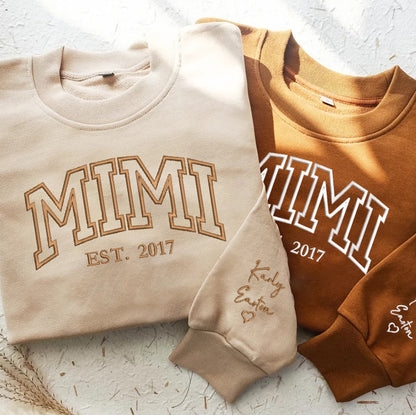 Personalized Embroidered Mom Dad Hoodie Sweatshirt T-Shirt