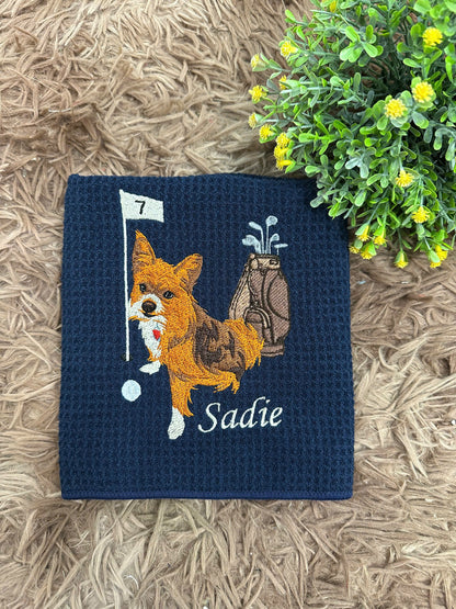Embroidered Custom Pet Golf Towel With Pet Photo