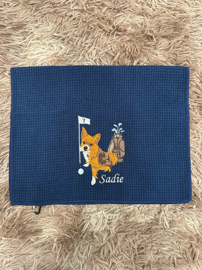 Embroidered Custom Pet Golf Towel With Pet Photo