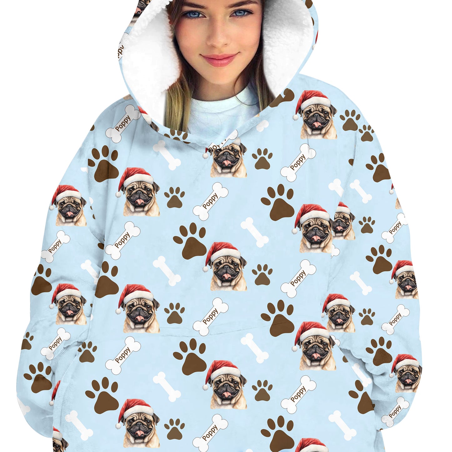 Personalized Pet Christmas Oodie Blanket Hoodie