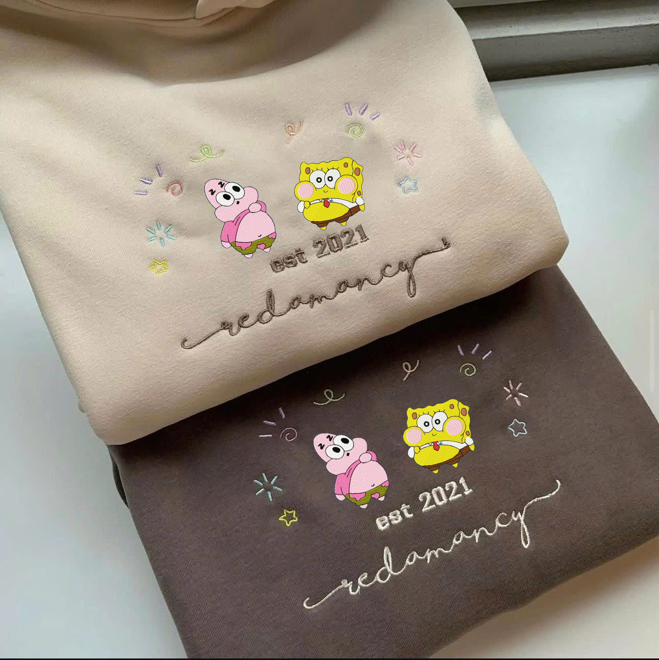 Valentine Personalized Embroidered Character Couple Photo Hoodie Sweatshirt T-Shirt