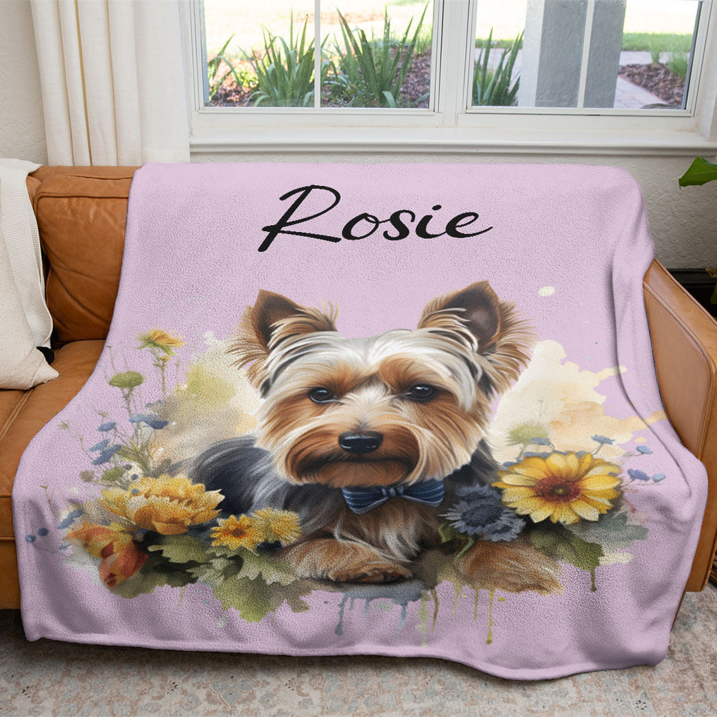 Personalized Pet Flower Christmas Soft Blanket