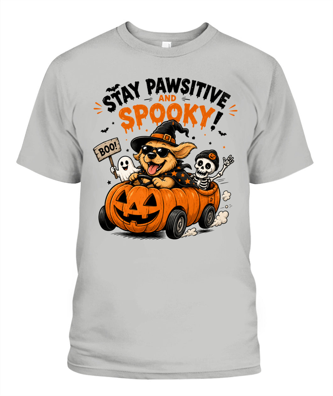 Halloween Custom Dog Breed Stay Pawsitive And Spooky Printed Graphic Sweatshirt T-Shirt
