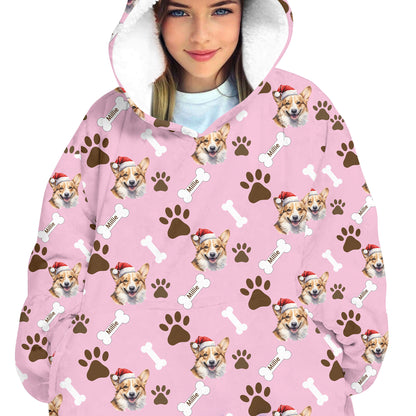 Personalized Pet Christmas Oodie Blanket Hoodie