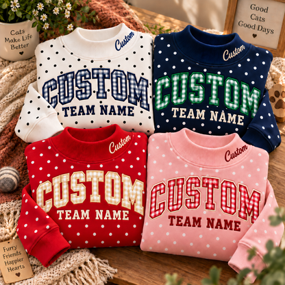 Personalized Custom Text Embroidered Polka Dot Sweatshirt