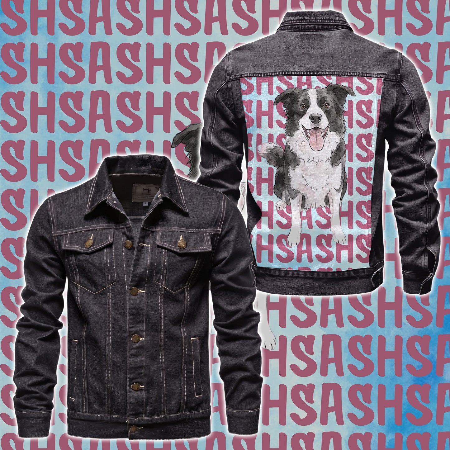 Custom Pet's Photo & Name Printed Denim Jacket