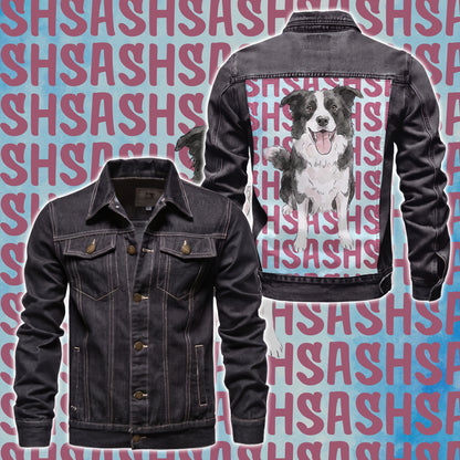 Custom Pet's Photo & Name Printed Denim Jacket