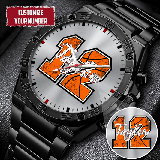 Personalized Basketball Custom Name & Number Watch Father's Day Gift For Him