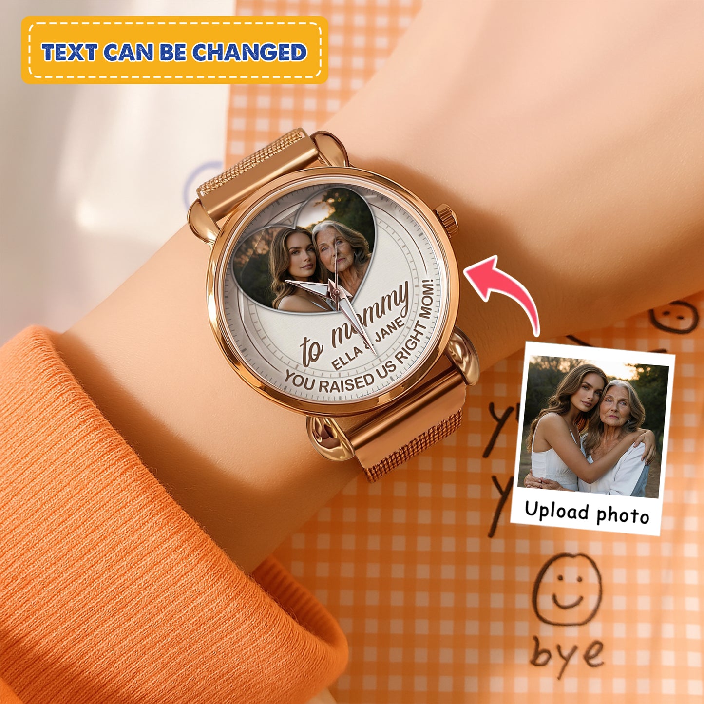 Mother's Day Gift For Mom Personalized Heartframe Photos Mesh Strap Quartz Watch