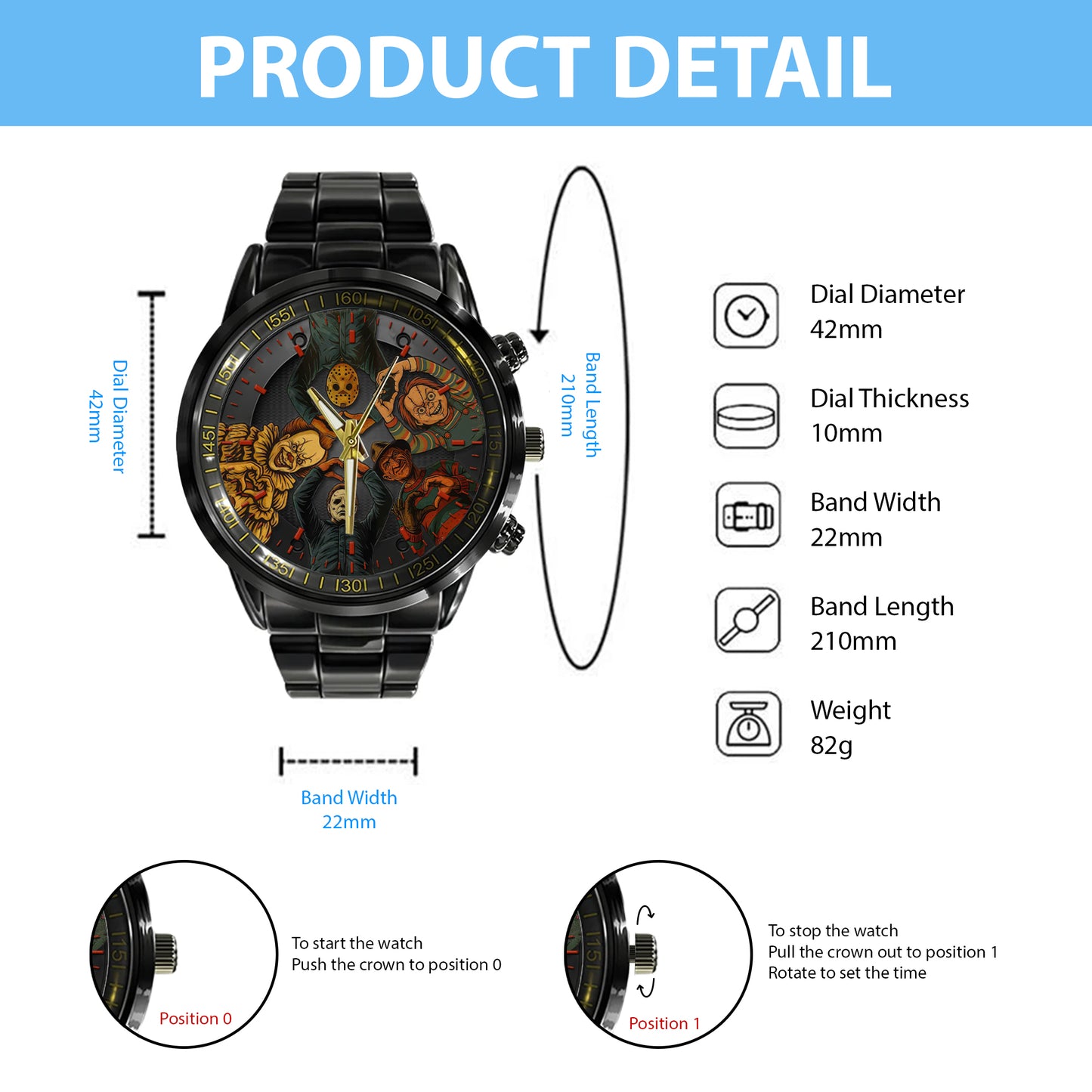 Halloween Horror Movies Personalized Quartz Watch