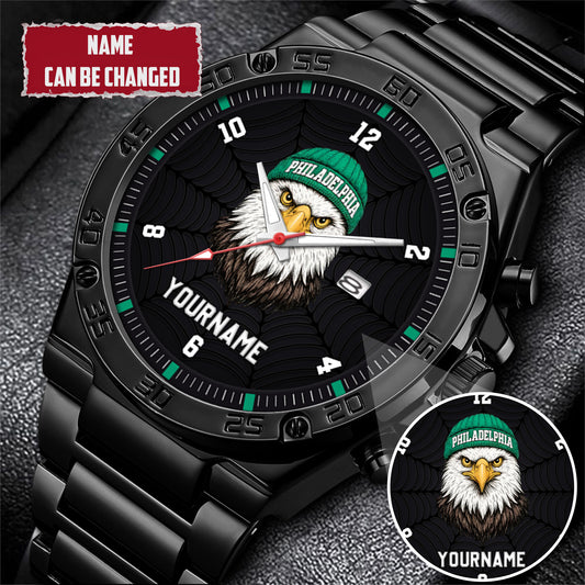 Personalized Retro Mascot Football Custom Name Watch Father's Day Gift For Him